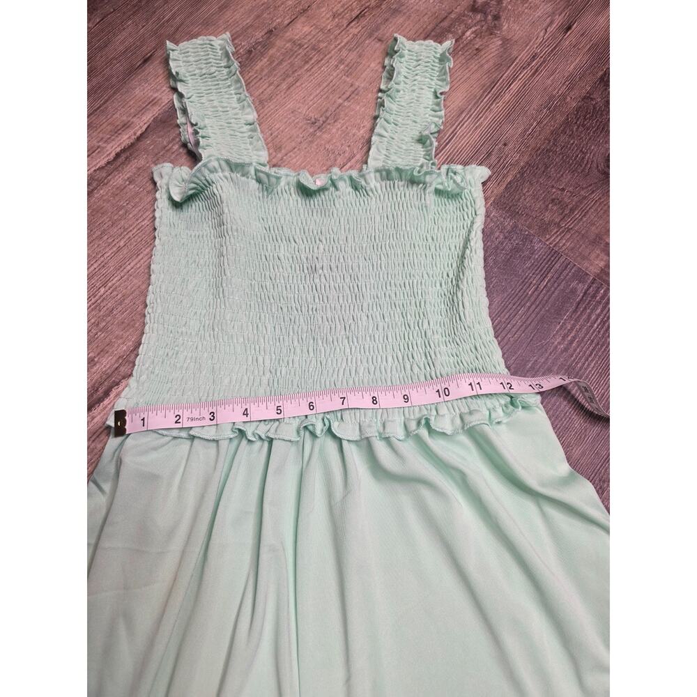 Deepself Smocked Ruffle Strap Square Neck Sleeveless Romper Green Size S - Picture 3 of 6